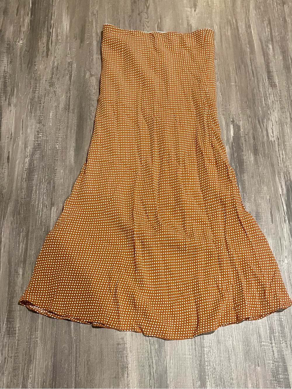 Women's Polka Dot Maxi Skirt - Rust/White